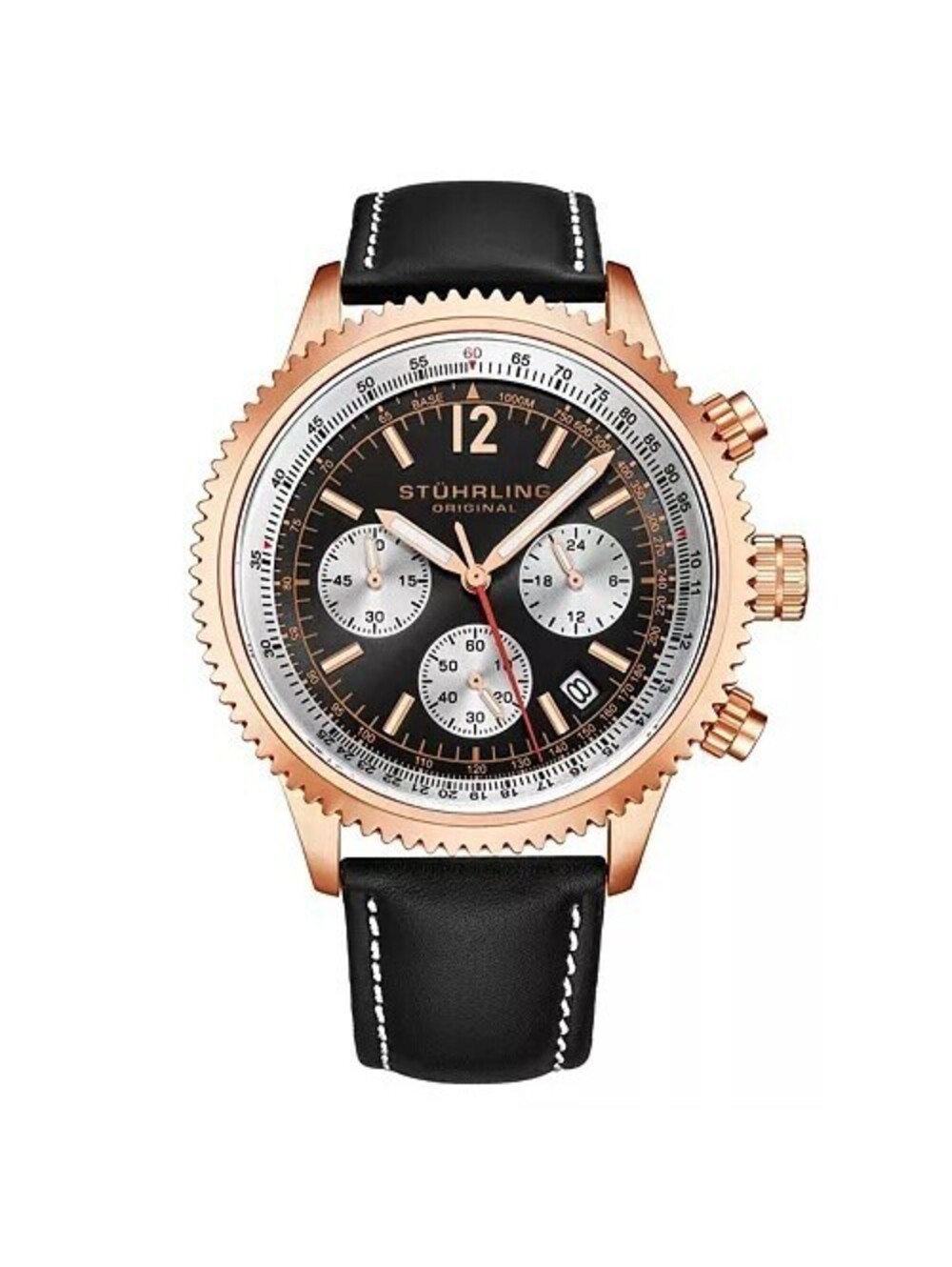 Stuhrling Turbine 4015 Men s Chronograph Watch 44mm Quartz Movement, Tachymeter
